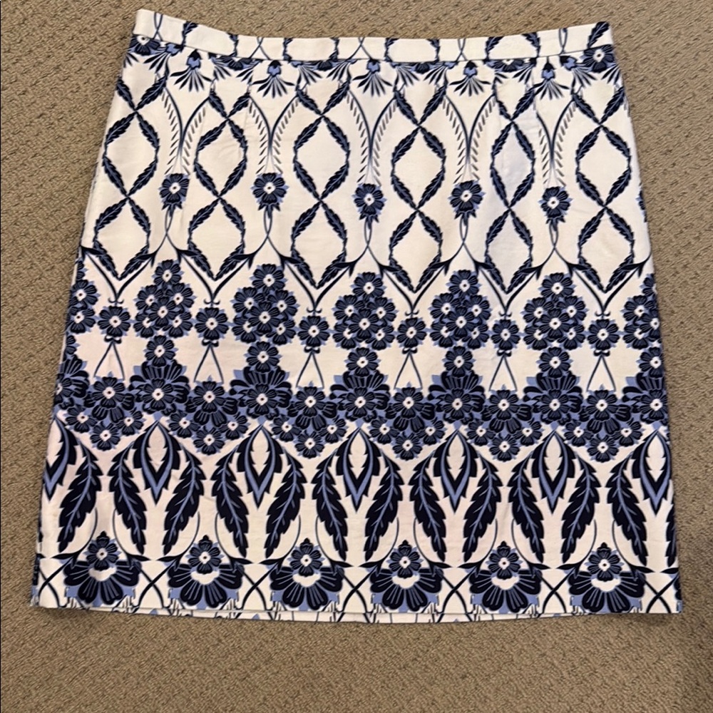 J. Crew  Blue White Floral Skirt 12